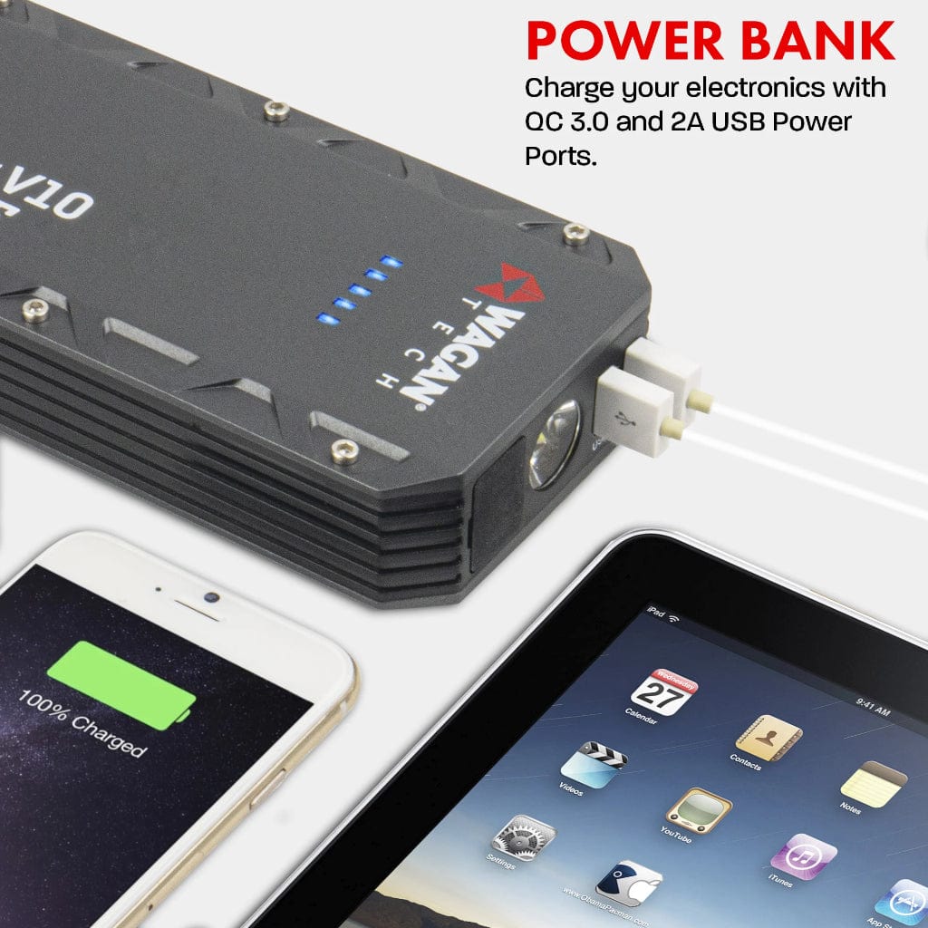 7507 Wagan Tech iOnBoost V10 Torque Power Bank with Jump Starter | 45Wh | CE, RoHS, FCC Certified