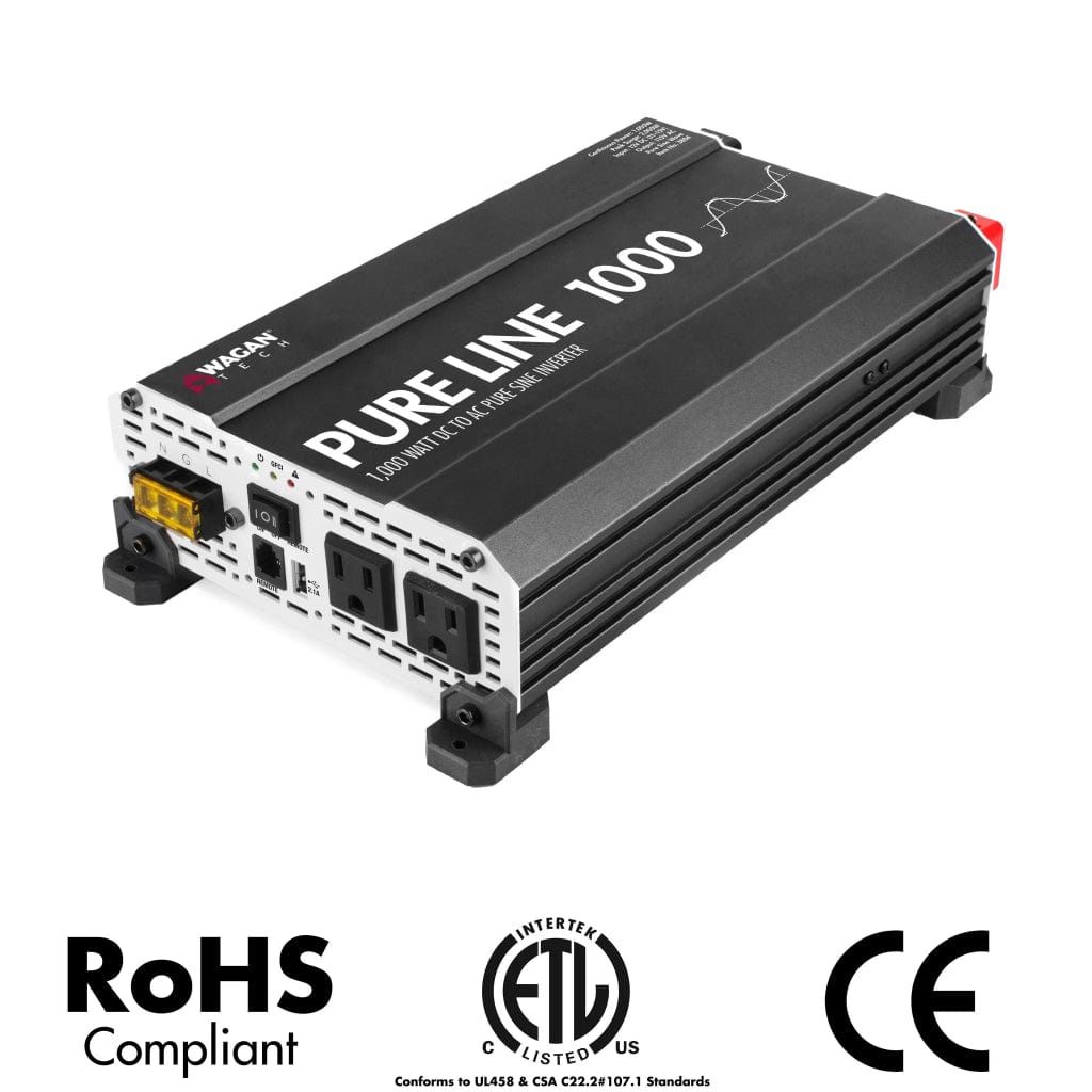 3804 Wagan Tech Pure Line 1000W Pure Sine Wave Inverter | ETL Certified | RoHS Compliant | CE Approved