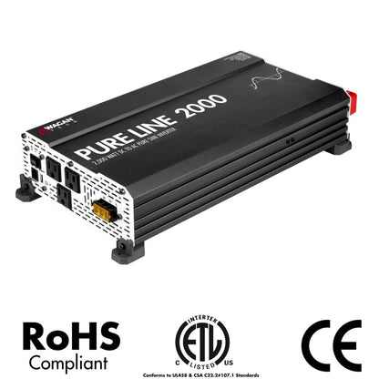 3808 Wagan Tech Pure Line 2000W Pure Sine Wave Inverter | ETL Certified | RoHS Compliant | CE Approved