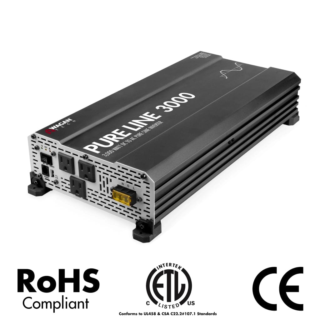 3810 Wagan Tech Pure Line 3000W Pure Sine Wave Inverter | ETL Certified | RoHS Compliant | CE Approved