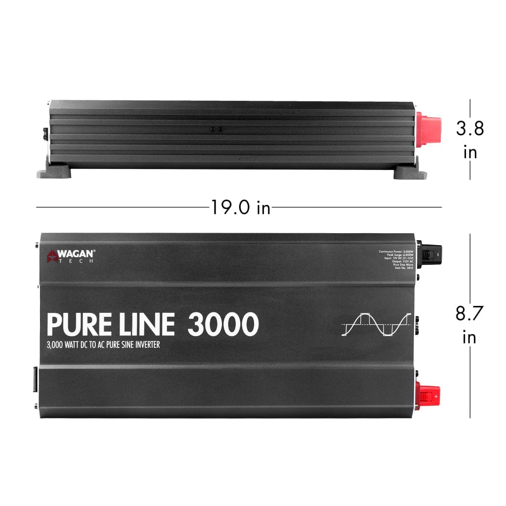 3810 Wagan Tech Pure Line 3000W Pure Sine Wave Inverter | ETL Certified | RoHS Compliant | CE Approved