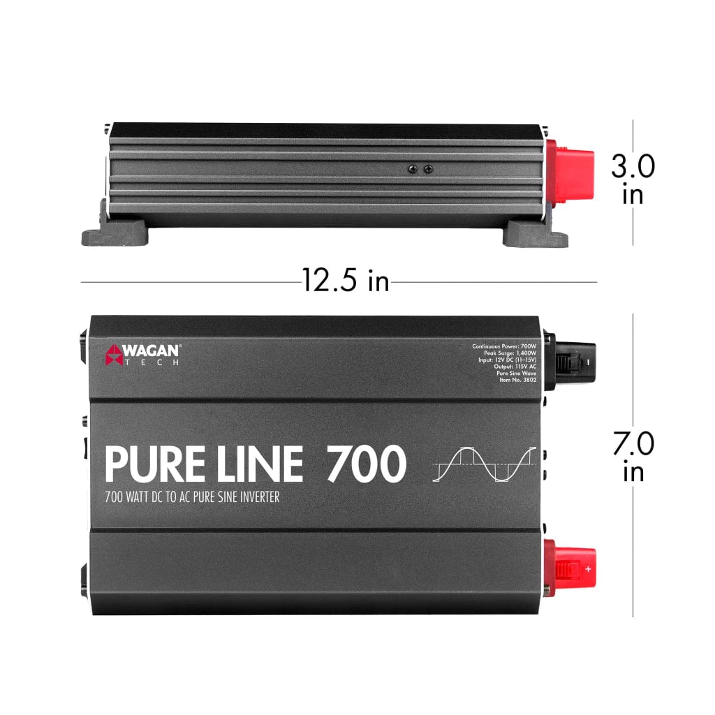 3802 Wagan Tech Pure Line 700W Pure Sine Wave Inverter | ETL Certified | RoHS Compliant | CE Approved