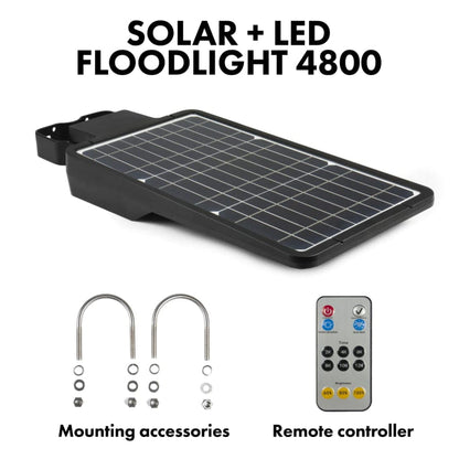 8592 Wagan Tech Solar + LED Flood Light 4800 with Remote | IP65 Rated | CE, RoHS, BSCI Certified